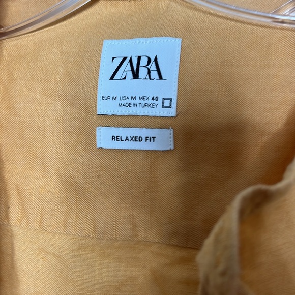 Zara Linen Cotton, Relaxed, Fit, Button Down, Sunny, Color, Shirt, Mock Neck - Picture 5 of 12